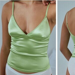 nwt urban outfitters light green satin top